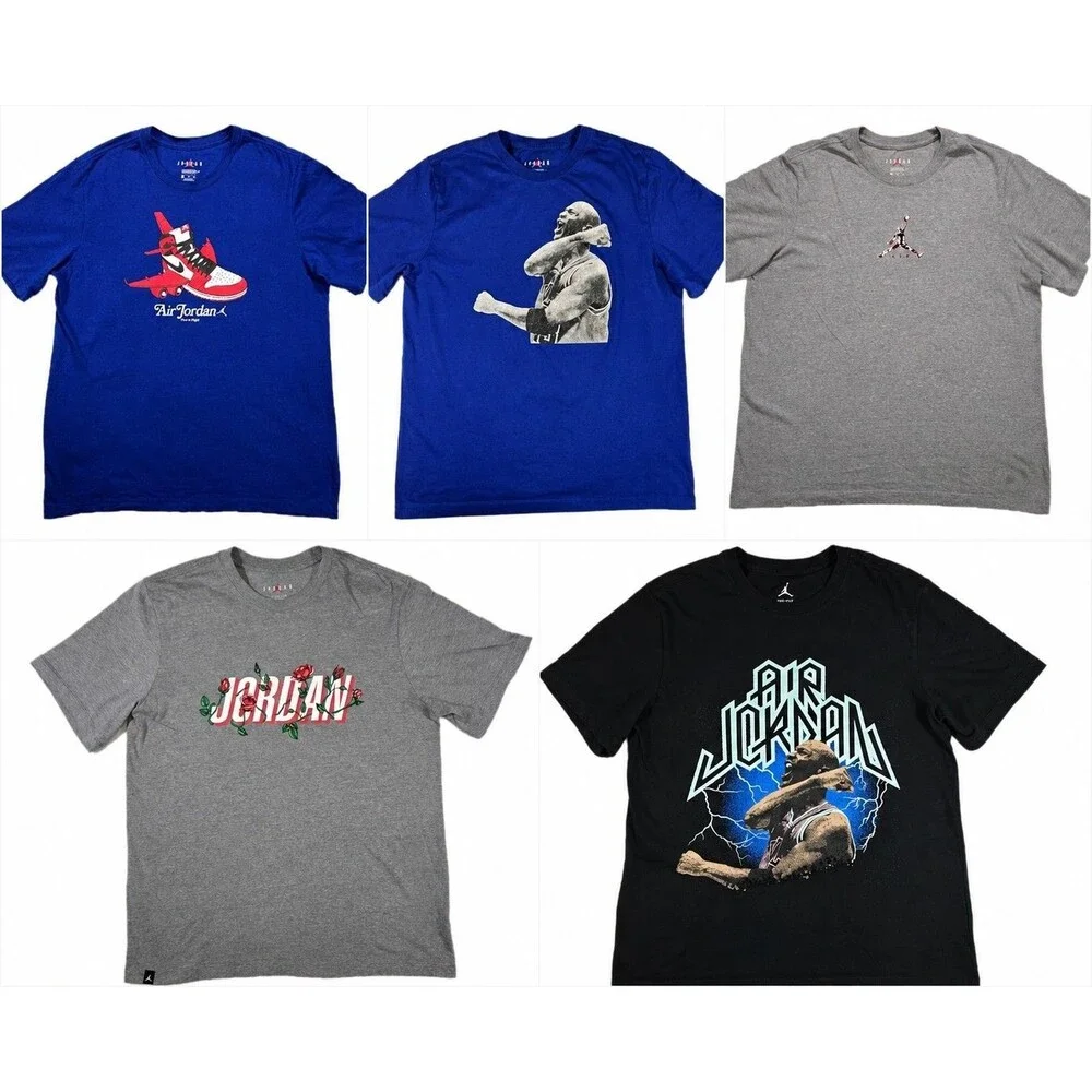 Lot of 5 Air Jordan T Shirts Mens 2 Large 3 XL Graphic Jumpman Short Sleeve